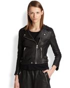 Oak Perforated Leather Biker Jacket - Lyst