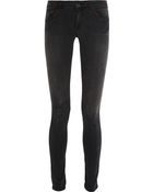 Alice + Olivia Distressed Mid-Rise Skinny Jeans - Lyst