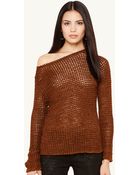 Ralph Lauren Black Label Crocheted Boatneck Sweater - Lyst