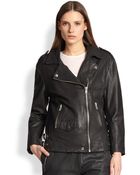 Oak Perforated Leather Biker Jacket - Lyst