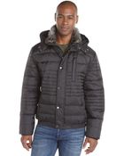 Marc New York Black Quilted Woven Rabbit Fur Timmed Hooded 'Dave' Bomber Jacket - Lyst