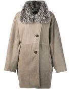 Liska Fur Collar Coat - Lyst