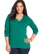 Jones New York Signature Plus Size Three-Quarter-Sleeve Top - Lyst
