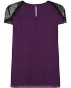 Alice + Olivia Lace Shoulder Silk Top - Lyst