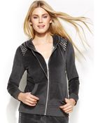 Michael Kors Michael Petite Studded Velour Hoodie - Lyst