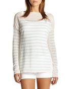 Vince Semi-sheer Intarsia Boatneck Sweater - Lyst