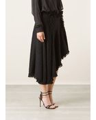 Lanvin Black Long Gored Wool Skirt - Lyst