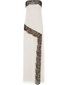 Wes Gordon Strapless Column Gown with Lace Detail - Lyst