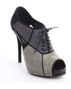 Roger Vivier Black And Grey Suede Lace Up 'Prismick Richelieu' Peep Toe Pump - Lyst