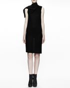 Rick Owens Calla Leather-Collared Tunic Dress - Lyst