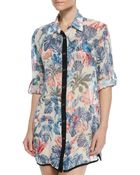 We Are Handsome Caiman Floral-Print Coverup Blouse - Lyst