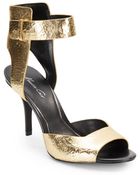 Kenneth Cole Metallic Leather Sandals - Lyst