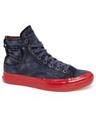 Diesel Blue Denim Contrast Sole Exposure High_top Sneakers - Lyst