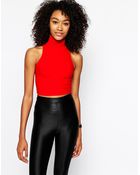 American Apparel High Neck Crop Top - Lyst