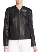 Helmut Lang Cotton Paneled Leather Jacket - Lyst