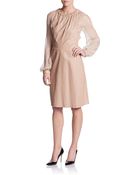 Valentino Leather & Sheer Silk Dress - Lyst