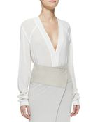 Donna Karan New York Long-Sleeve V-Neck Blouse - Lyst