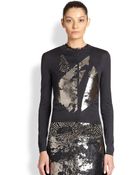 Bottega Veneta Silk & Lace Foil-Printed Cardigan - Lyst