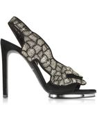 Roberto Cavalli Black Suede And Crystals Panther Sandal - Lyst