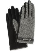Lauren by Ralph Lauren Herringbone Logo Plaque Cashmere Blend Gloves - Lyst