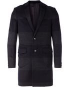 Kolor Striped Single Breasted Classic Coat - Lyst