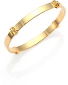 Tory Burch Logo Station Bangle Bracelet/Goldtone - Lyst