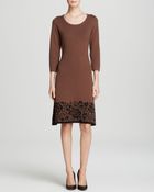 Anne Klein Dress - Round Neck Flare Skirt Lace Print Hem - Lyst