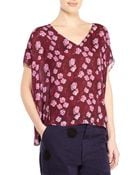 Band Of Outsiders Silk V-Neck Floral Boxy Top - Lyst