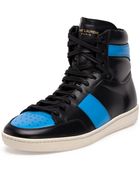 Saint Laurent Leather High-Top Sneaker - Lyst