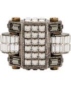 Lanvin Gunmetal Geometric Crystal Ring - Lyst