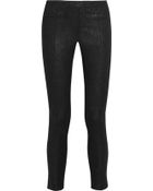Helmut Lang Cropped Nubuck Leather Skinny Pants - Lyst