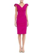 Badgley Mischka Rosette Cap-Sleeve Cocktail Dress - Lyst