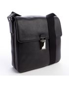 Prada Black Calfskin Leather Foldover Flap Messenger Bag - Lyst