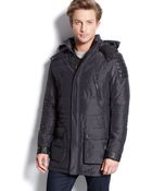 Calvin Klein Mixed Media Padding Three-Quarter Coat - Lyst