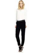Sam Edelman Pleated Detail Chiffon Blouse - Lyst