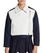 3.1 Phillip Lim Cropped Leather Paneled-Jacquard Jacket - Lyst