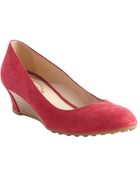 Tod's Fuchsia Suede Wedge Heel Pumps - Lyst