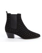 Saint Laurent Black Suede Studded Ankle Booties - Lyst