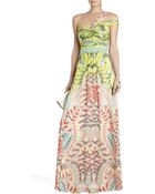 BCBGMAXAZRIA Inga One-Shoulder Printed Silk Gown - Lyst