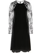 Nina Ricci Velvet And Lace Dress - Lyst