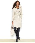 London Fog Petite Hooded Belted Trench Coat - Lyst