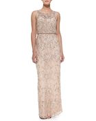 Aidan Mattox Sleeveless Beaded Lace Gown - Lyst
