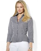 Lauren by Ralph Lauren Plus Striped Peplum Blouse - Lyst