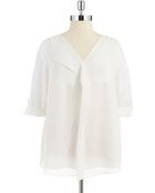 Calvin Klein Plus Ruffle Front Blouse - Lyst