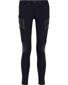 Rag & Bone Halifax Leather-Paneled Skinny Jeans - Lyst