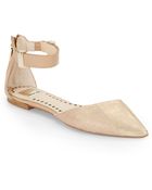 Dolce Vita Embossed Metallic Leather Ankle Flats - Lyst
