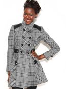 Guess Double-Breasted Plaid A-Line Coat - Lyst
