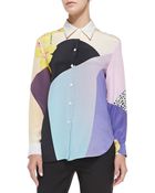 3.1 Phillip Lim Long-sleeve Printed Button-down Blouse - Lyst