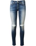 Rag & Bone Washed Blue Skinny Jeans - Lyst
