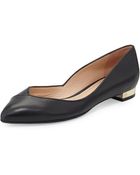Tory Burch Niki Point-Toe Leather Flat - Lyst